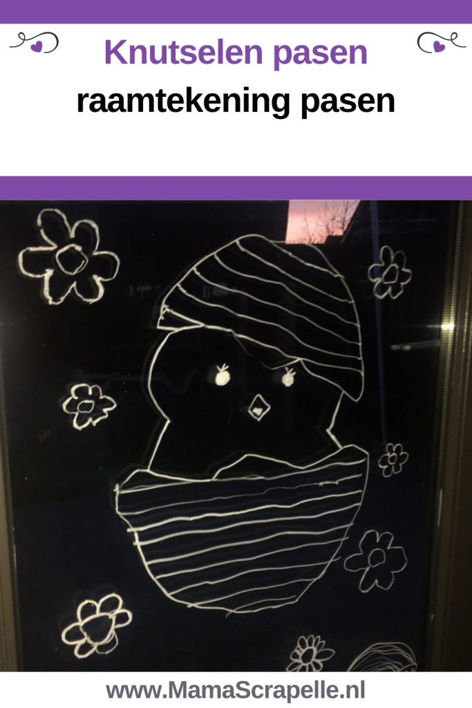 Kuiken uit een ei Raamtekening lente en Pasen - paastekening op het raam tekenen. raamtekening voorjaar een paas tekening op ramen maken.