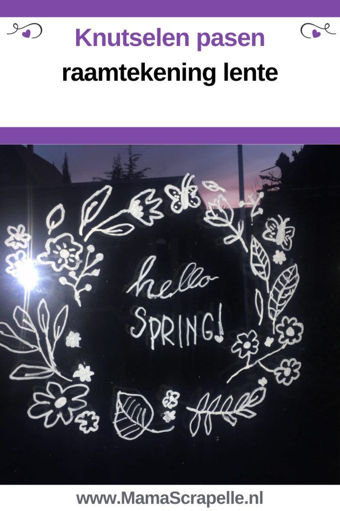 hello spring Raamtekening lente en Pasen - paastekening op het raam tekenen. raamtekening voorjaar een paas tekening op ramen maken.
