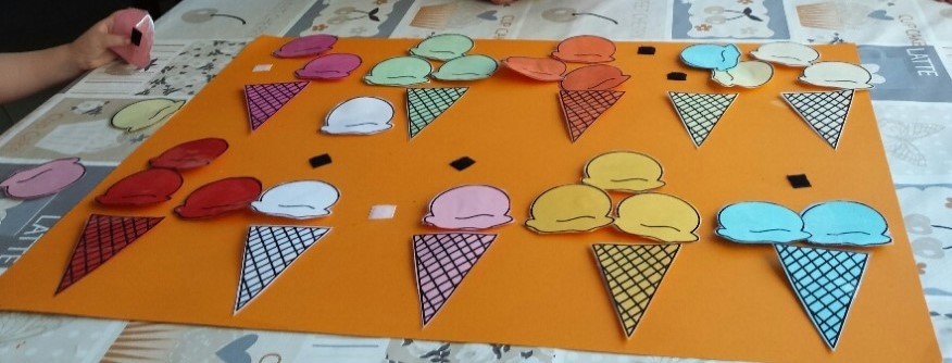 thema ijsjes, ijsjes knutselen peuters - een leuk spelletje met ijsbollen. Tellen en kleuren herkennen. Speel jij mee? 