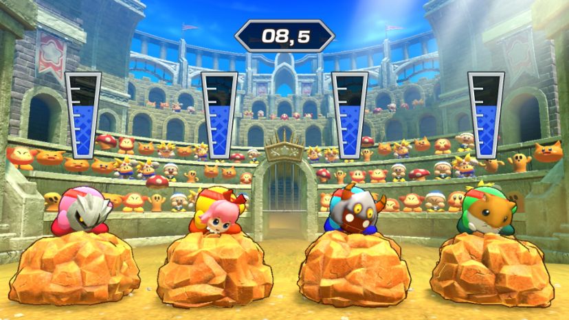 samen spelen in Kirby's Return to Dream Land Deluxe een nieuwe switchgame peg 7 van de roze vriend Kirby. Een hit om alleen of samen te spelen! platformspel