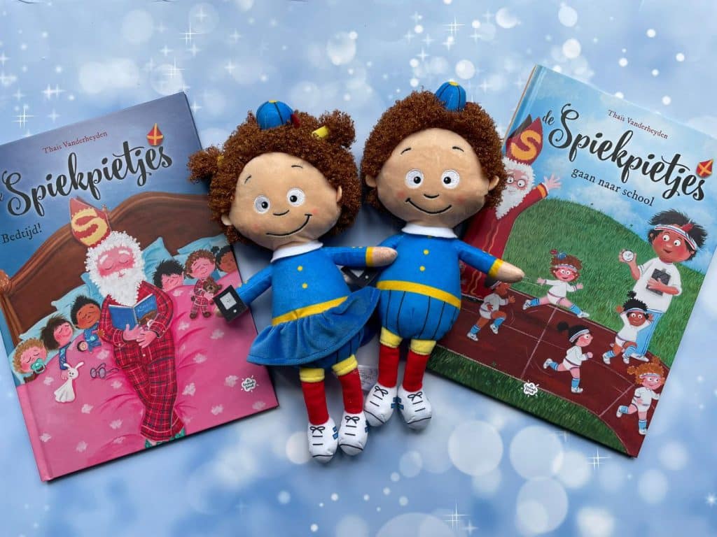 Ken jij de Spiekpietjes en Spiekgrietjes al? Prentenboeken en knuffels. Spiekpietjes pop en boeken voor thema Sinterklaas in de kleuterklas