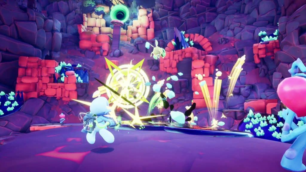 In de Game De Smurfen 2 spelers gaan met een team van Smurfen, aangevoerd door knutselsmurf, op zoek naar de mysterieuze Groene Steen.