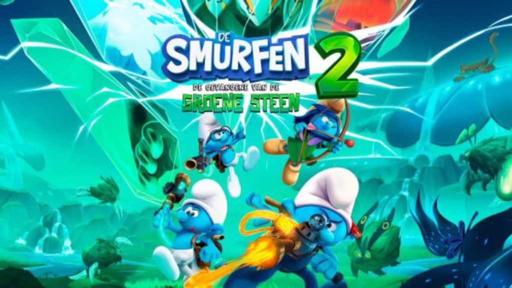 In de Game De Smurfen 2 spelers gaan met een team van Smurfen, aangevoerd door knutselsmurf, op zoek naar de mysterieuze Groene Steen. Nintendo Switch peg 7