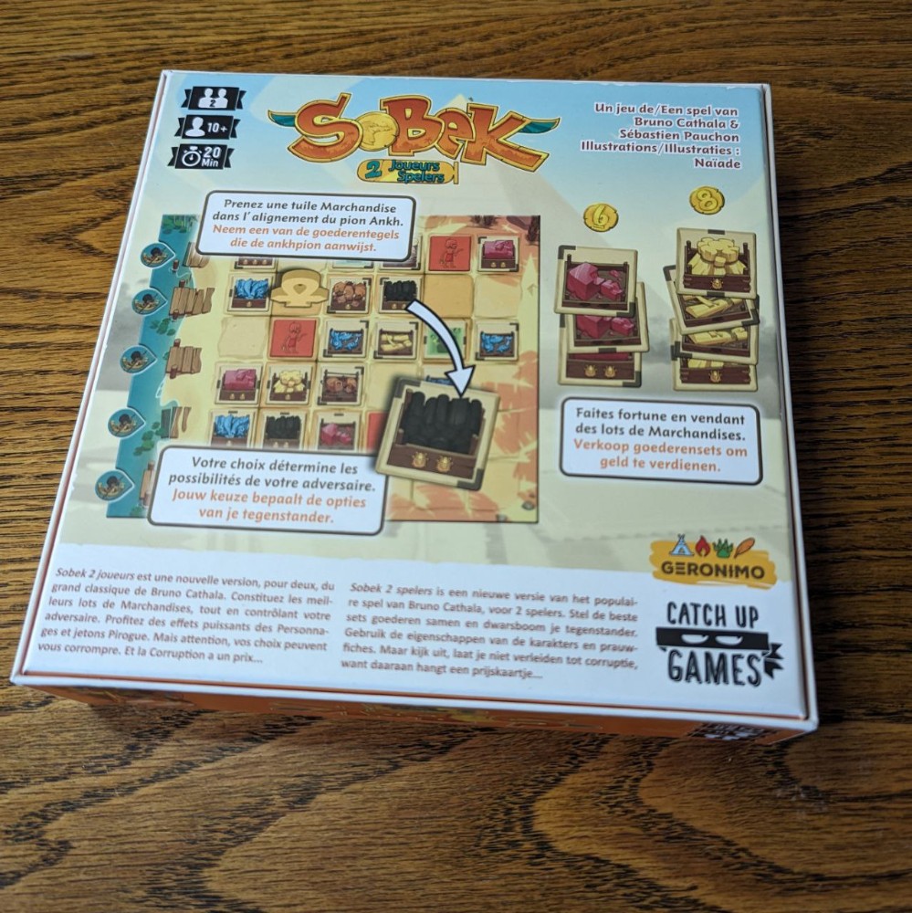 Sobek, een uitdagend spel voor twee personen van Geronimo games. Simpel te leren, maar met veel diepgang. handelspel twee spelers spel