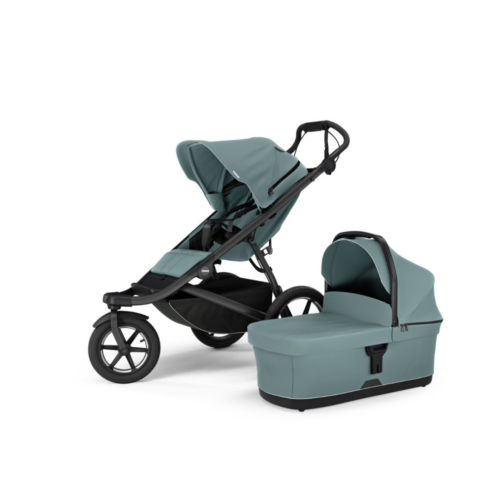 Thule Urban Glide 3 drie wielen mid blue met bassinet kinderwagen all terrain