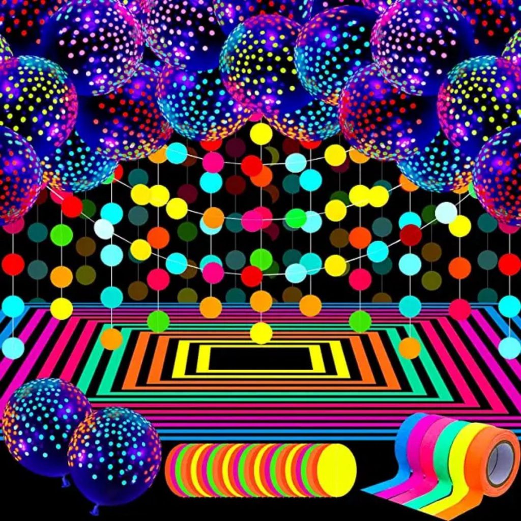 slaapfeestje 11 jaar meiden glow in the dark versiering