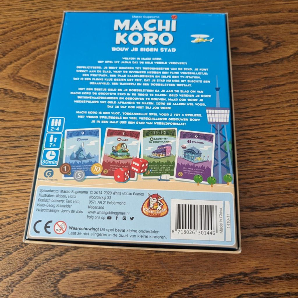 Achterkant doos Machi koro