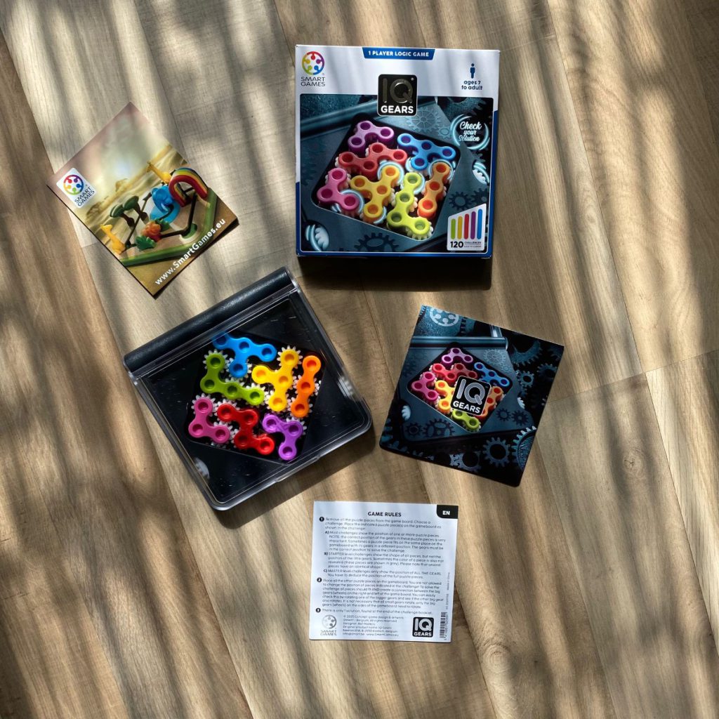 IQ Gears SmartGames spel doosje smart games puzzel rader tandwiel cadeai cadeautip spelregels spel