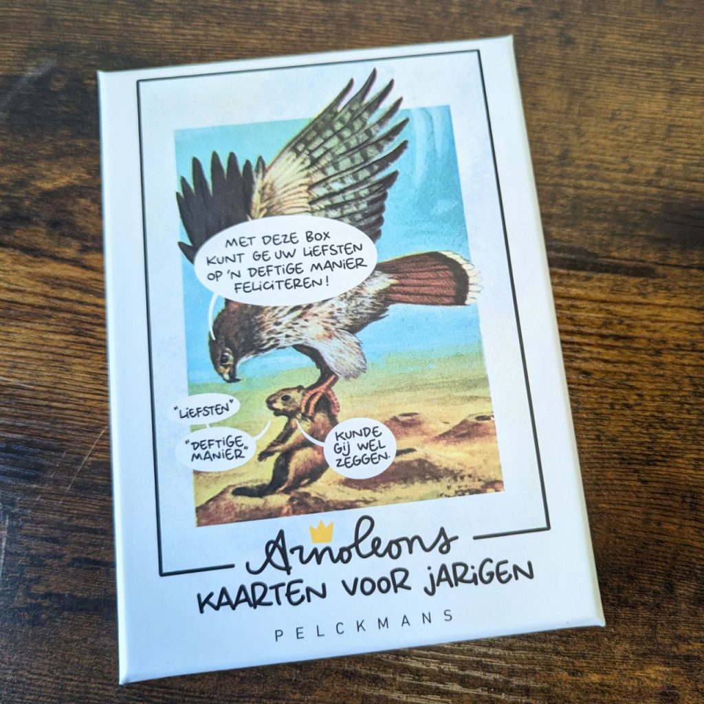 Verjaardagskaart - Een doosje met Arnoleons kaarten voor jarigen 