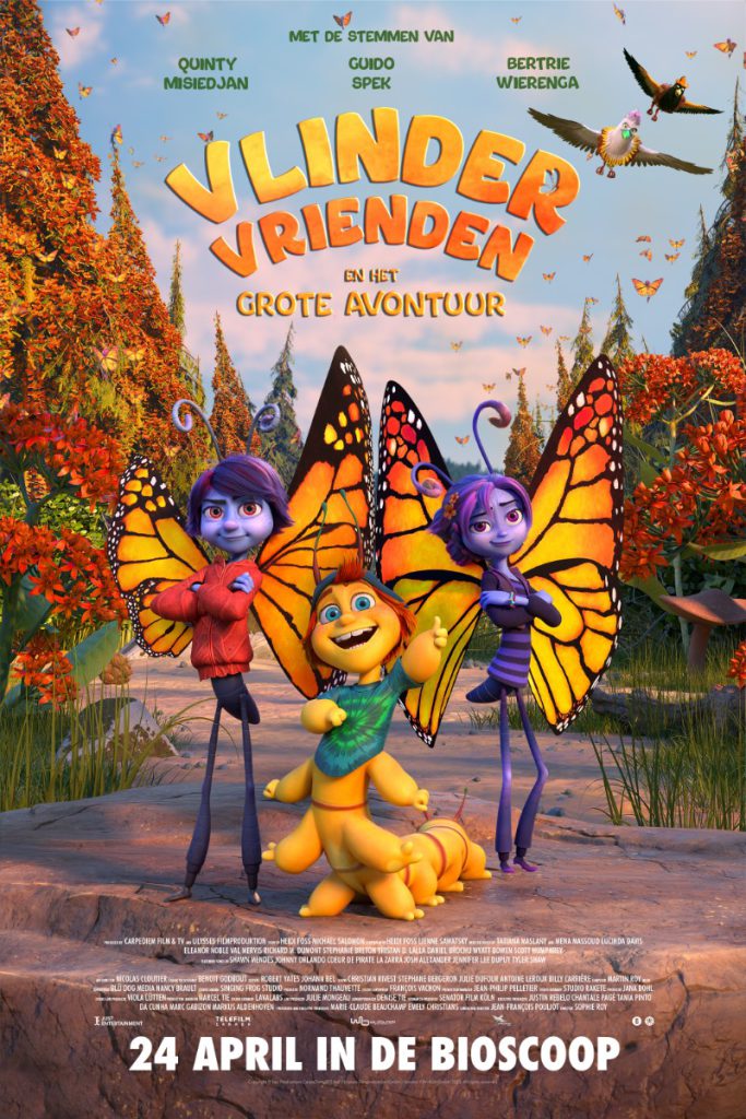 Filmposter Vlindervrienden en het grote avontuur, een grappig verhaal vol avontuur, en vriendschap: 'Alleen ga je sneller, samen kom je verder’.