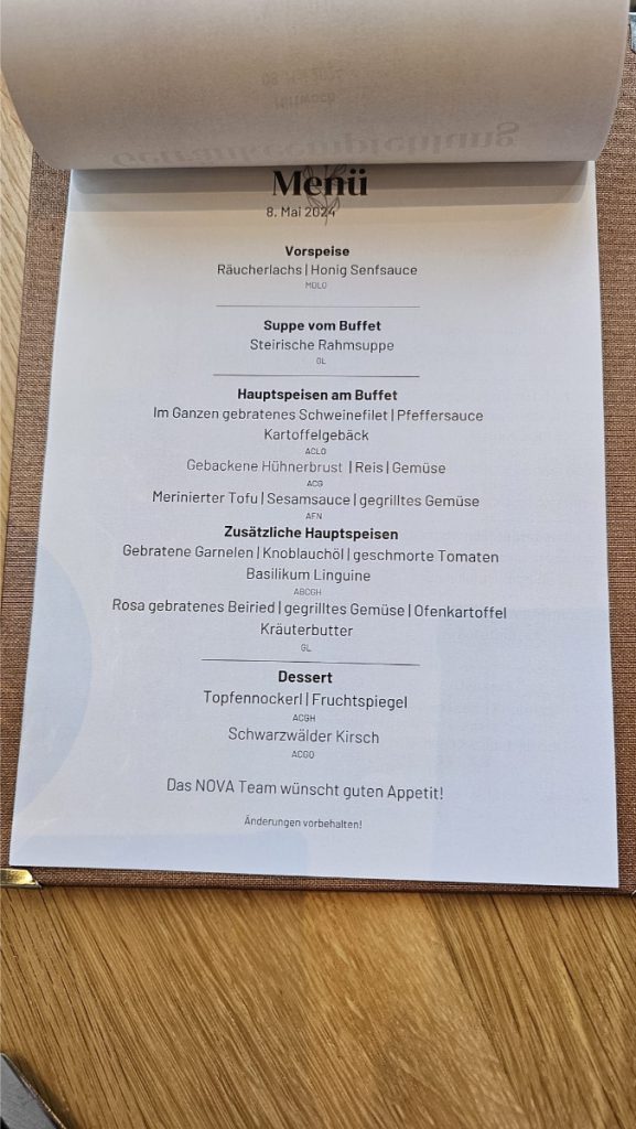 menu Hotel Thermen Nova Oostenrijk Murtal