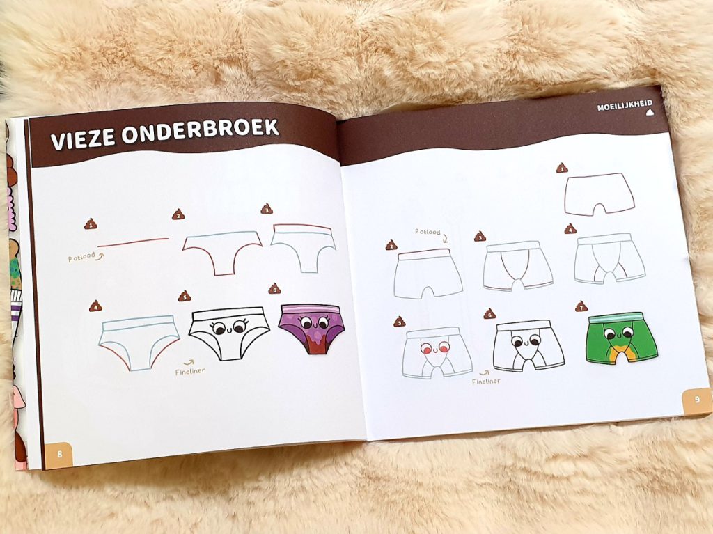 Vies tekenen doe je zo! vieze onderbroeken met poep en plas