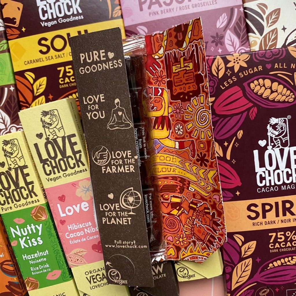 lovechock giftbars vegan chocola minder suiker gezond