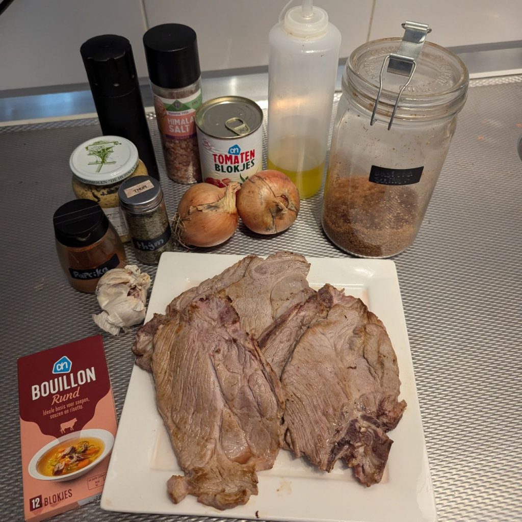 ingrediënten schouderkarbonade in de slowcooker