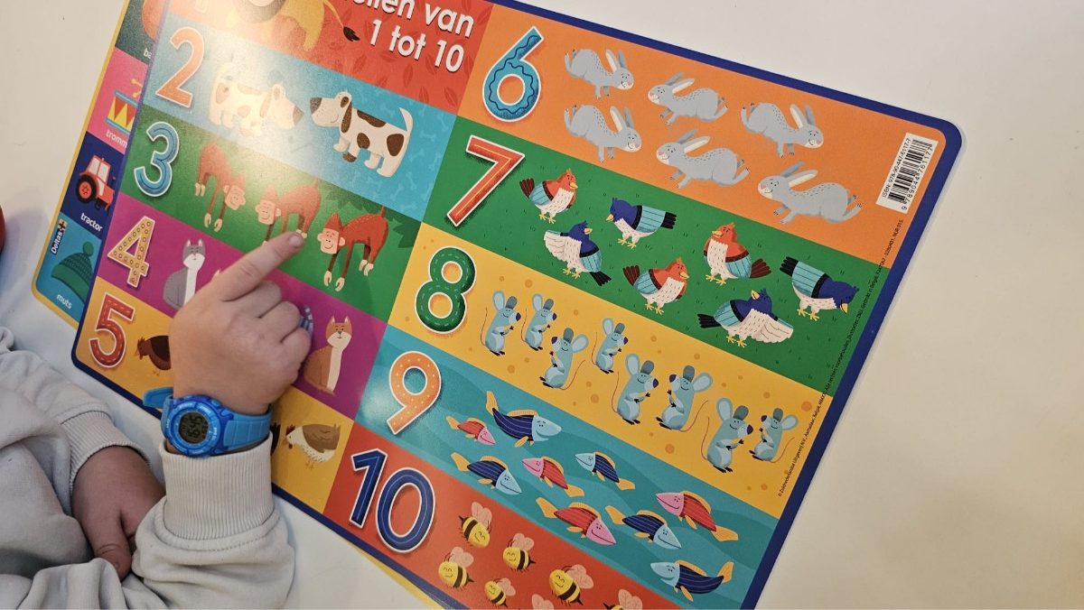 synchroon tellen op educatieve placemat