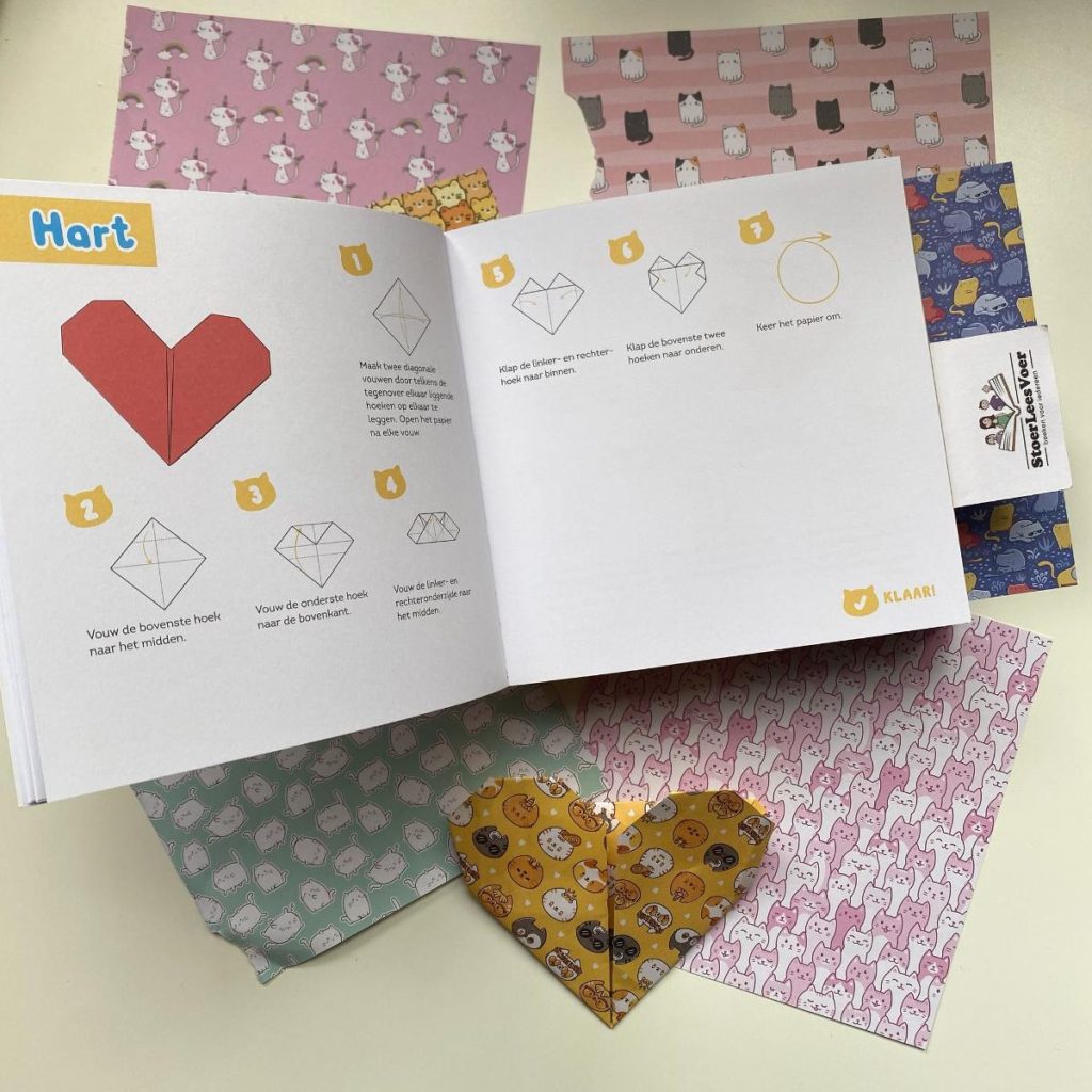 hart vouwen Kawaii kittens 333 origami