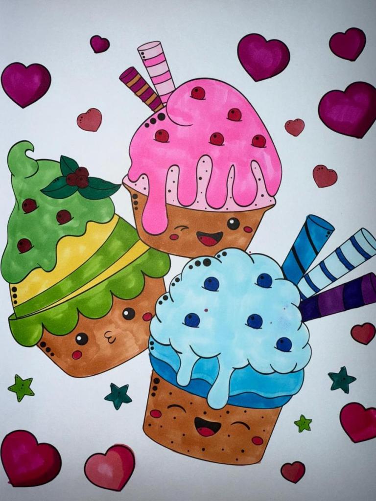 Ohuhu Honolulu cupcakes kleurplaat