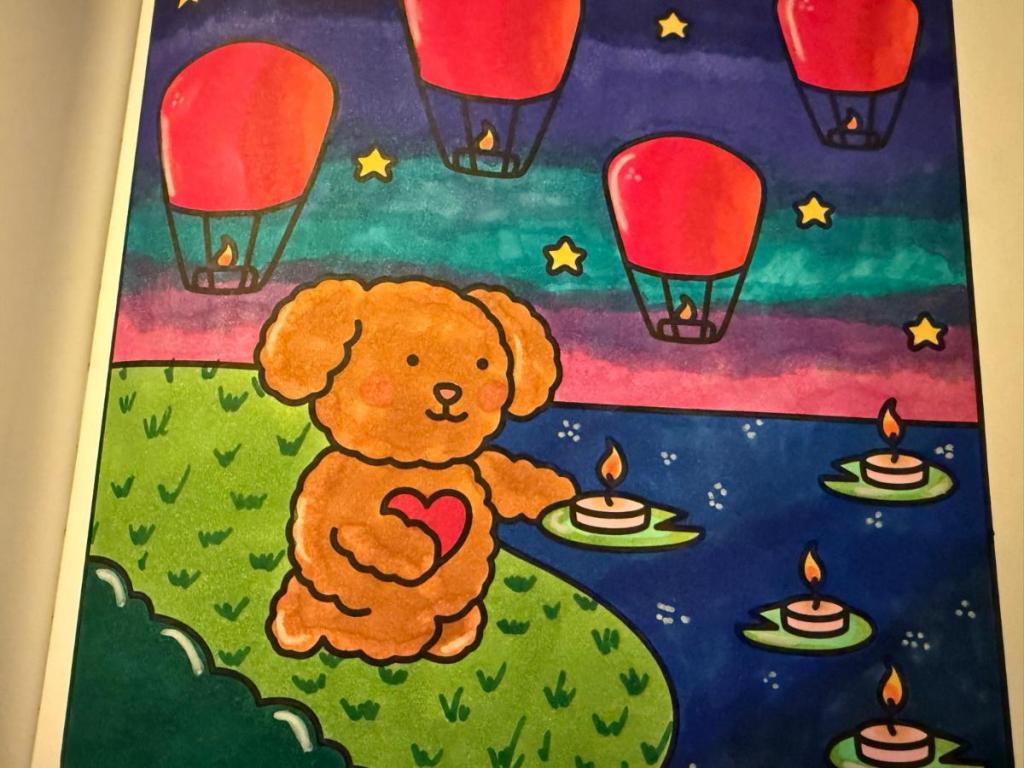 ingekleurde kleurplaat review Club Kokoro kleurboeken