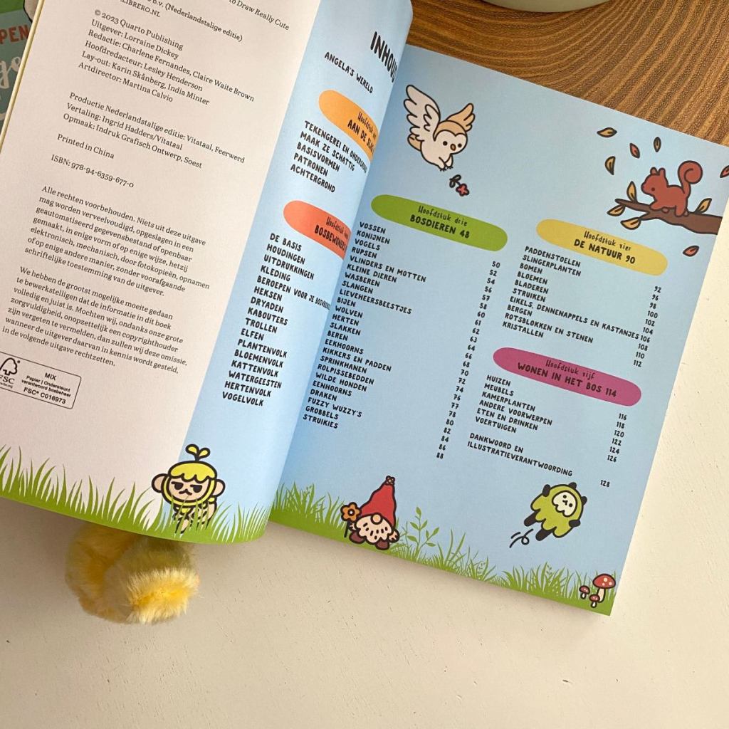kawaii leuke dieren uit het bos tekenen