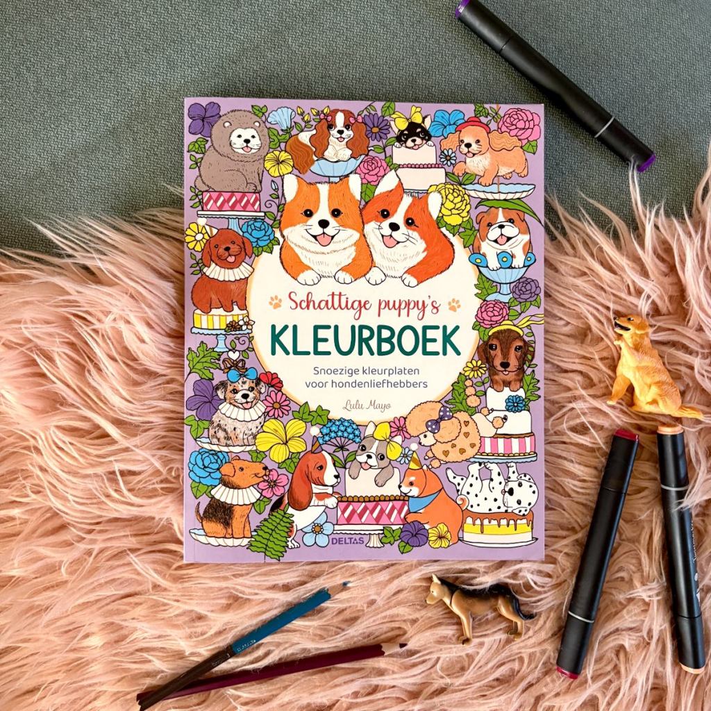 Schattige puppy's kleurboek voorkant cover omslag kaft